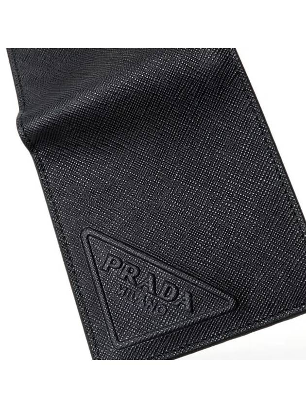 Triangle Logo Embossing Half Wallet Black - PRADA - BALAAN 6