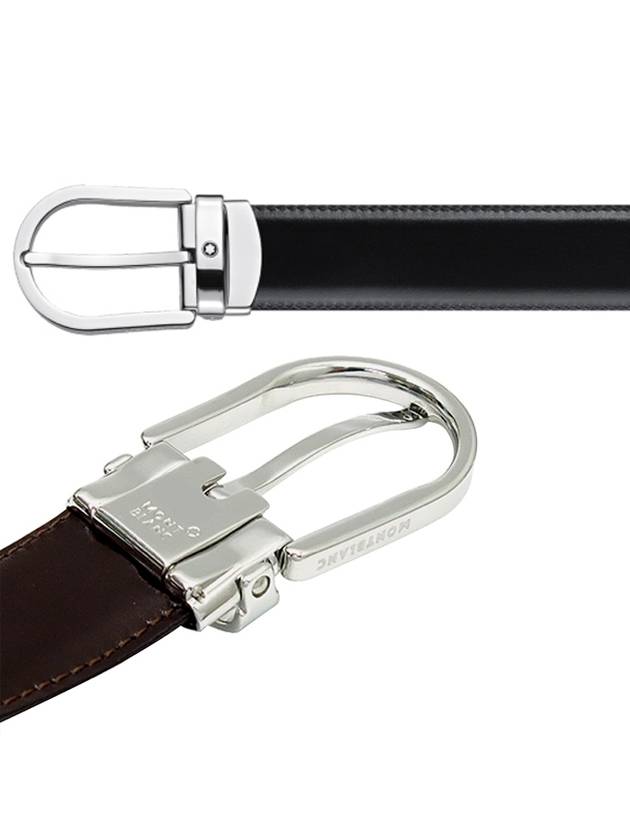 Men's Buckle 30mm Reversible Leather Belt Black Brown - MONTBLANC - BALAAN 3