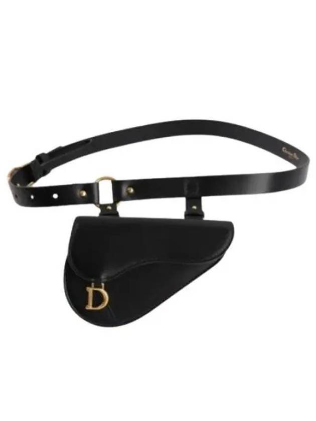 Saddle Detachable 20MM Pouch Leather Belt Black - DIOR - BALAAN 2