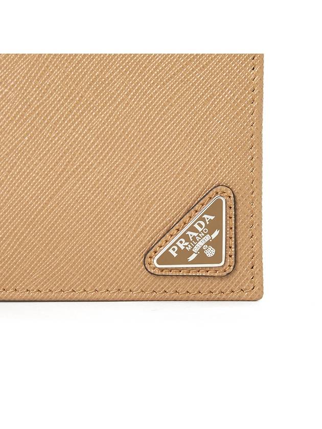 Triangle Logo Saffiano Half Wallet Caramel - PRADA - BALAAN 7