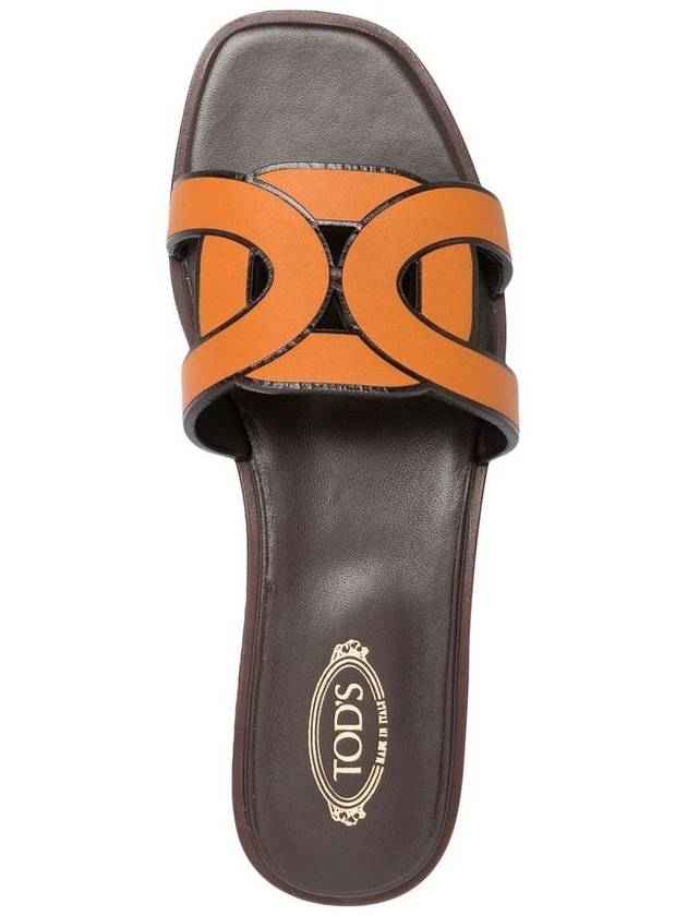 Women's Chain Flat Slippers Orange - TOD'S - BALAAN 5