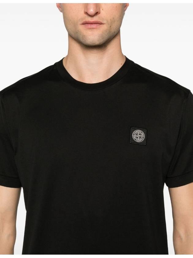 Logo Patch Short Sleeve T-Shirt Black - STONE ISLAND - BALAAN 3