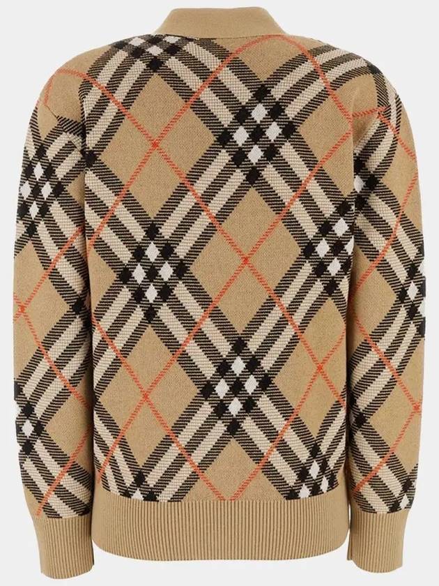 Check Wool Blend Cardigan Beige - BURBERRY - BALAAN 3