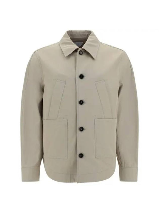 Relax Fit Button Cotton Twill Jacket Beige - BOTTEGA VENETA - BALAAN 1