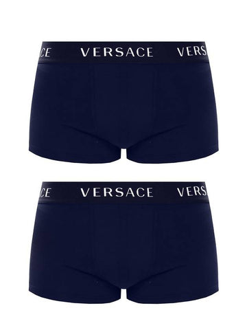 Waist Logo Band Briefs 2 Pack Navy - VERSACE - BALAAN 1