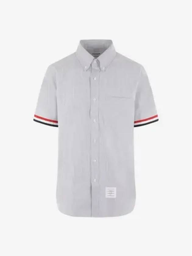 Men's Pincode Armband Short Sleeve Shirt Grey - THOM BROWNE - BALAAN 3