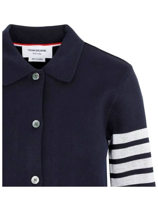 Double Face 4 Bar A-line Knit Long Sleeve Shirt Jacket Navy - THOM BROWNE - BALAAN 5