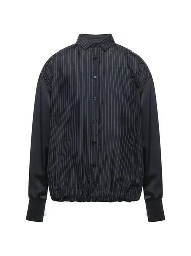 Striped Straight Sheer Button Long Sleeve Shirt Black - NEIL BARRETT - BALAAN 1