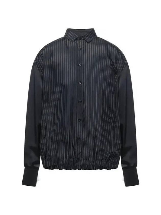 Striped Straight Sheer Button Long Sleeve Shirt Black - NEIL BARRETT - BALAAN 1