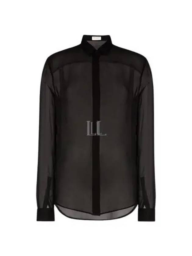 See-through Long Sleeve Shirt Black - SAINT LAURENT - BALAAN 2