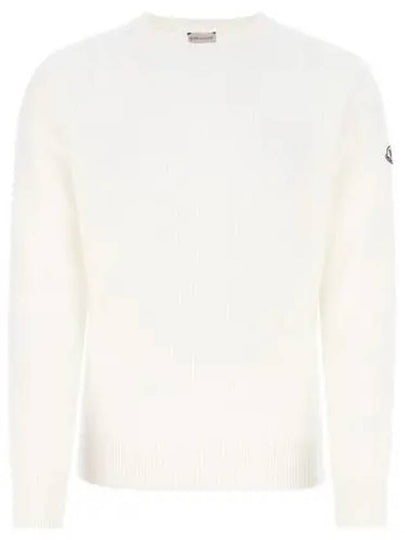 Men's Ribbed Wool Cashmere Blend Knit Top White - MONCLER - BALAAN 2