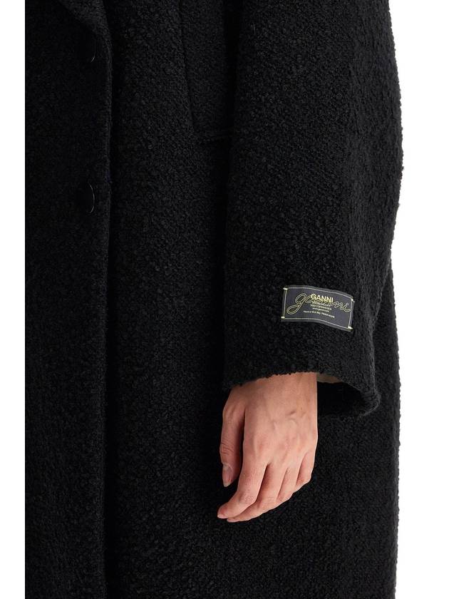 Long Buclar Logo Patch Double Coat Black - GANNI - BALAAN 5