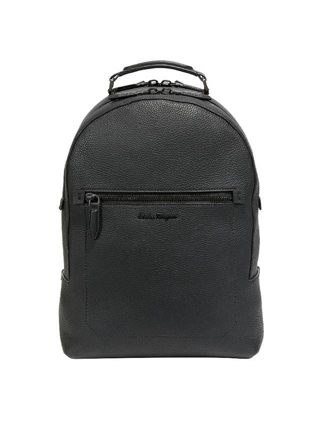 Men's Logo Patch Leather Backpack Black - SALVATORE FERRAGAMO - BALAAN 1