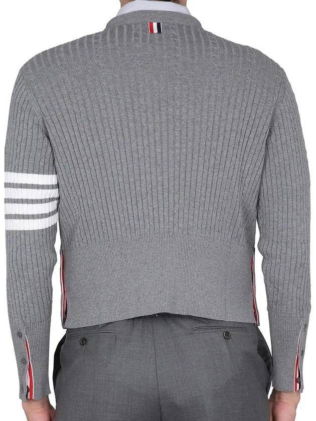 Baby Cable Cotton 4 Bar Crew Neck Knit Top Grey - THOM BROWNE - BALAAN 4