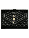 Matelasse Envelope Small Half Wallet Black - SAINT LAURENT - BALAAN 2