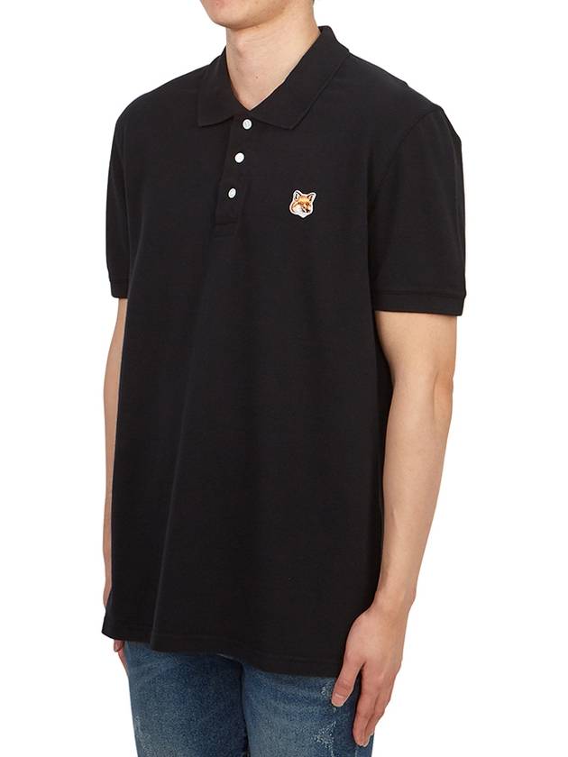 Fox Head Patch Cotton Polo Shirt Black - MAISON KITSUNE - BALAAN 3