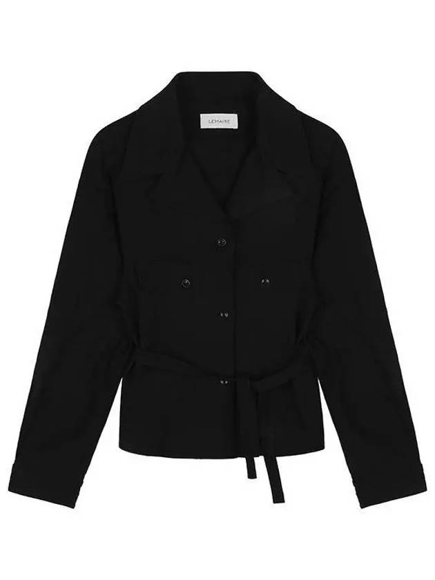 Convertible Collar Self-Tie Shirt Black - LEMAIRE - BALAAN 2