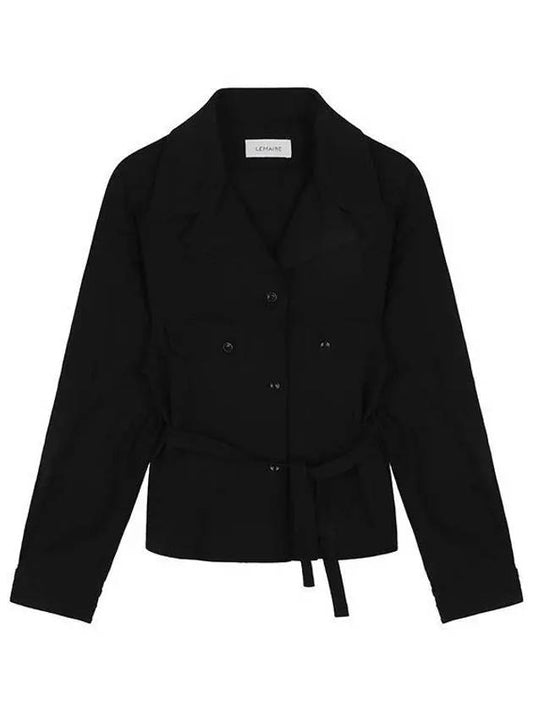 Convertible Collar Self-Tie Shirt Black - LEMAIRE - BALAAN 2