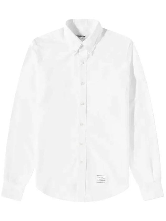 Men's Logo Patch Cotton Long Sleeve Shirt White - THOM BROWNE - BALAAN 2
