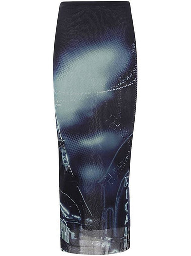 Jean Paul Gaultier Mesh Long Skirt Printed 