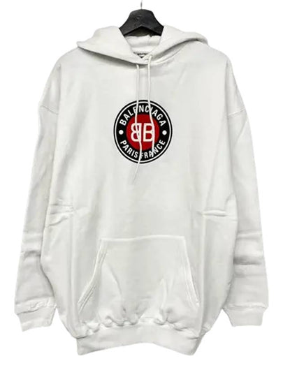 BB Logo Round Print Hoodie White - BALENCIAGA - BALAAN 2