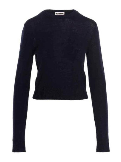 Crew Neck Crop Knit Top Midnight - JIL SANDER - BALAAN 2