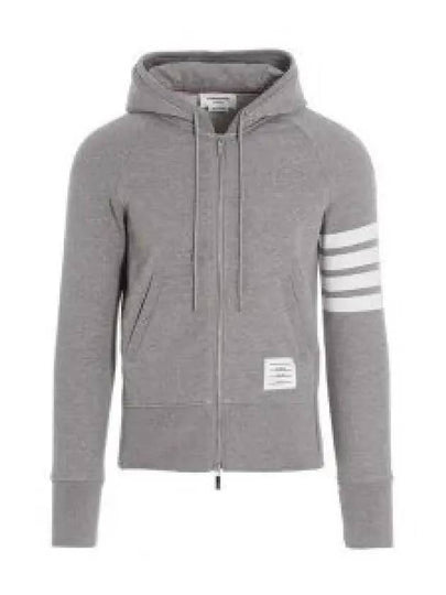 Engineered 4 Bar Diagonal Zip Up Hoodie Light Grey - THOM BROWNE - BALAAN 2