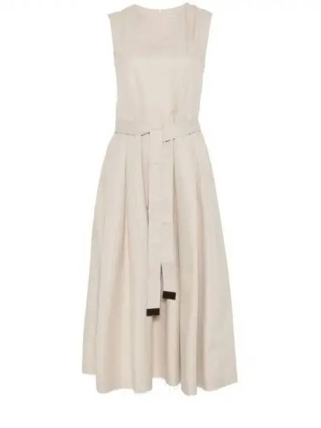 Amina Pleated Midi Dress Beige - MAX MARA - BALAAN 2