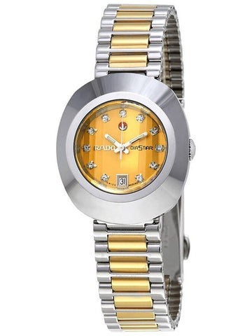 Rado Original Diastar Automatic Diamond Gold Dial Ladies Watch R12403633 - RADO - BALAAN 1