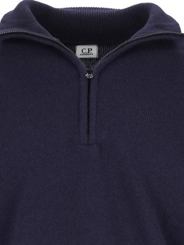 Lambswool GRS Half Zip-Up Knit Top Navy - CP COMPANY - BALAAN 5