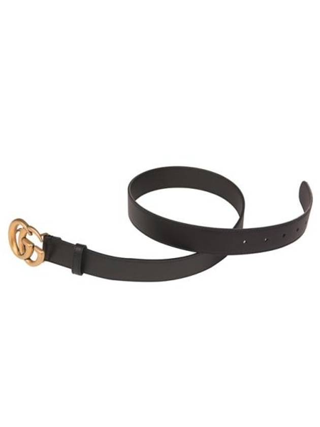 Men's GG Marmont Double G Buckle Gold Hardware Leather Belt Black - GUCCI - BALAAN 6