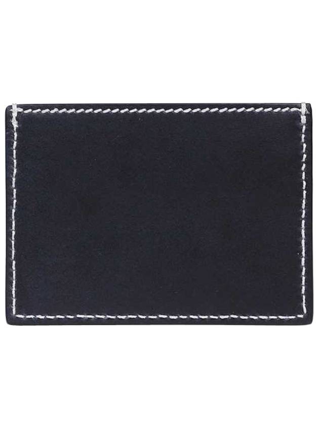 Stitched Vacchetta Card Wallet Navy - THOM BROWNE - BALAAN 3