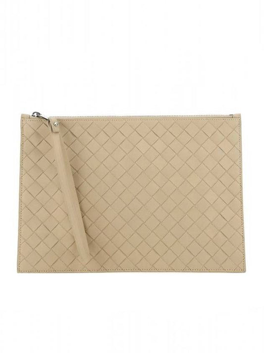 Intrecciato Strap Large Clutch Bag Porridge - BOTTEGA VENETA - BALAAN 1