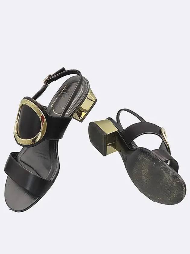 Black leather gold metal buckle women s sandals size 34 - ROGER VIVIER - BALAAN 3