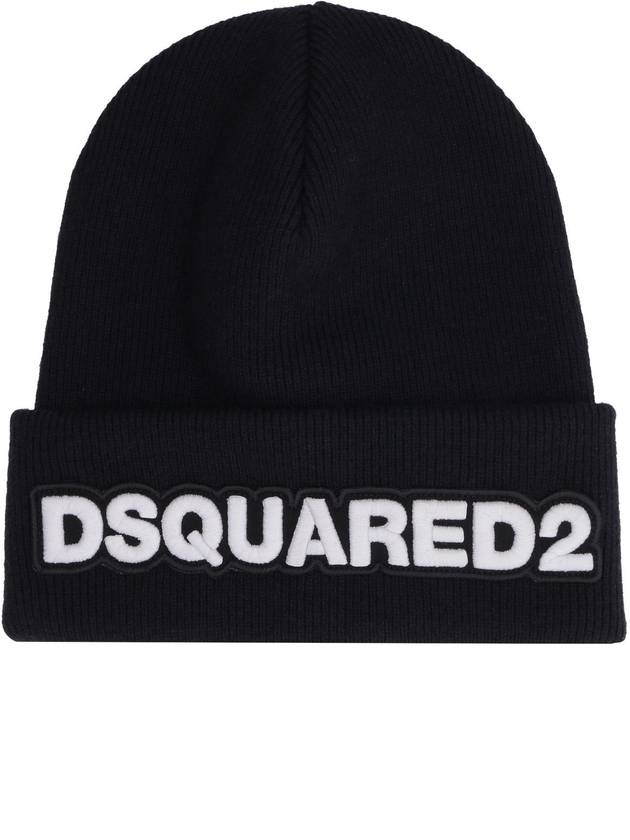 Rib Knit Wool Beanie Black - DSQUARED2 - BALAAN 3