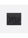 Oblique Jacquard Grain Leather Card Wallet Black - DIOR - BALAAN 3