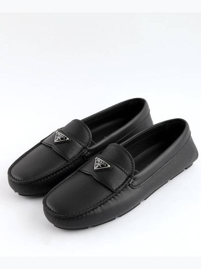 Triangle Logo Leather Driving Shoes Black - PRADA - BALAAN 2