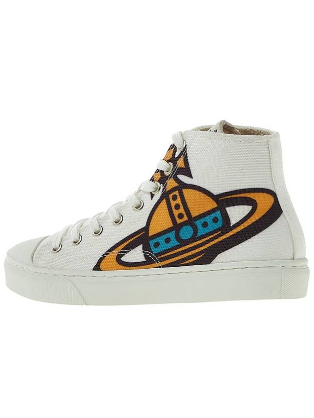 Plimsoll Logo Print Cotton High Top Sneakers White - VIVIENNE WESTWOOD - BALAAN 4