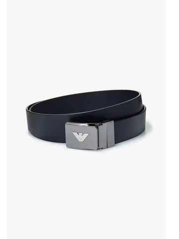 Men s Metal Buckle Reversible Leather Belt Blue - EMPORIO ARMANI - BALAAN 1