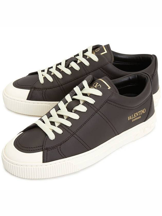 Men's Cityplanet Leather Low Top Sneakers Brown - VALENTINO - BALAAN 2