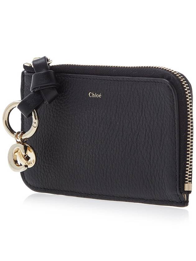 Alphabet Half Zip Leather Card Wallet Black - CHLOE - BALAAN 3