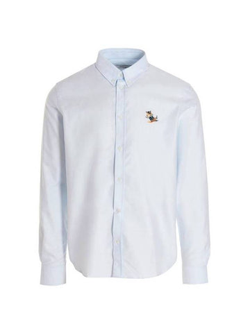 Dressed Fox Patch Relaxed Long Sleeve Shirt Light Blue - MAISON KITSUNE - BALAAN 1