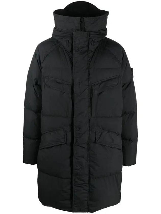 Men's Crinkle Labs Down Long Padding Black - STONE ISLAND - BALAAN.