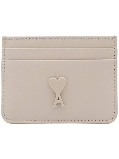 Heart Logo Leather Card Wallet Cream - AMI - BALAAN 2