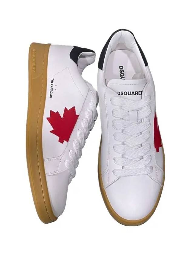 Boxer Leather Lace up Low Top Sneakers White Red - DSQUARED2 - BALAAN 5