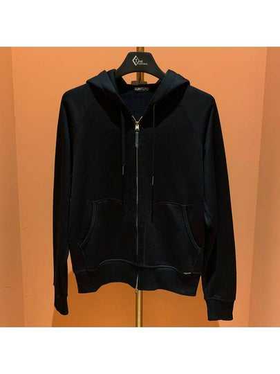 Drawstring Zip-Up Hoodie Black - TOM FORD - BALAAN 2