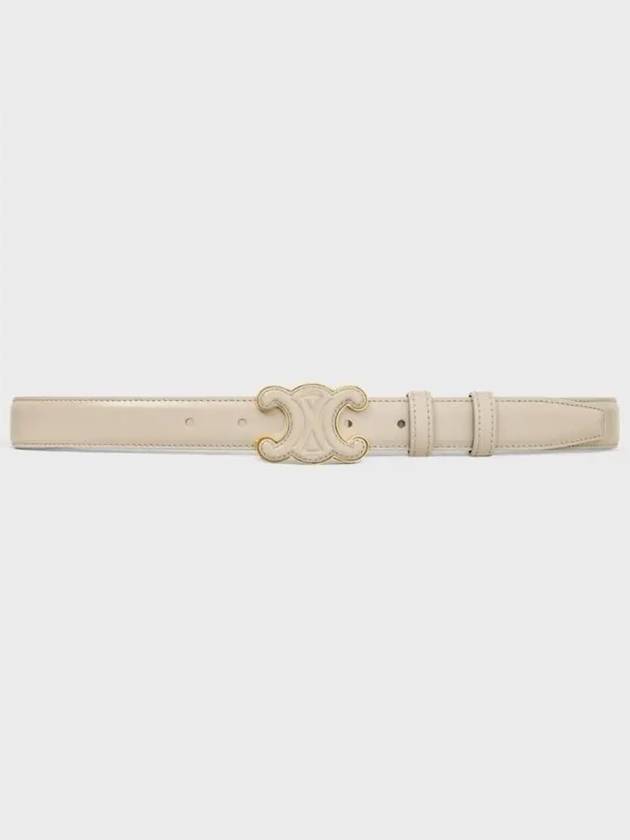 Medium Cuir Triomphe Belt Taurillon Leather Light Stone - CELINE - BALAAN 3