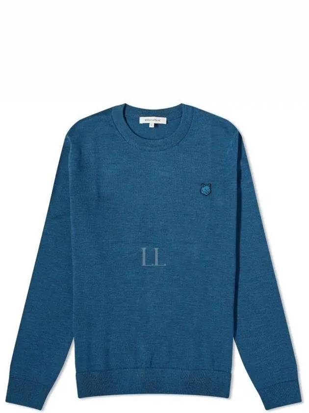 Fox Head Patch Regular Knit Top Blue - MAISON KITSUNE - BALAAN 2