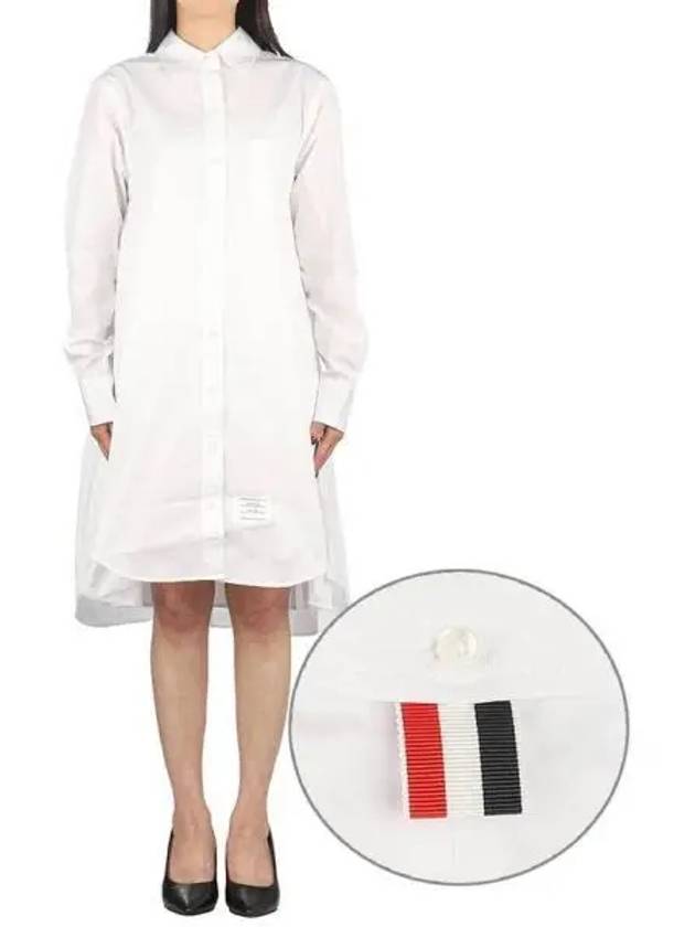 Solid Poplin Pleated Back Shirt Mini Dress White - THOM BROWNE - BALAAN 2