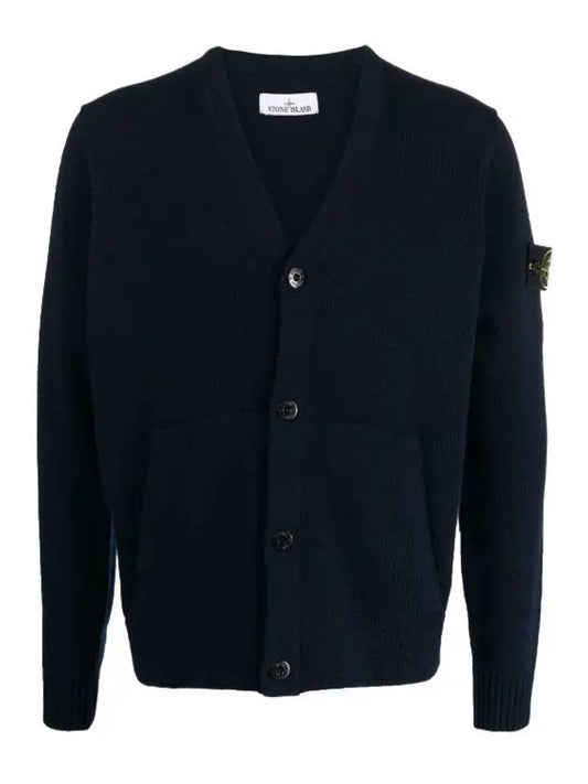 Men's Wappen Patch Button Cardigan Navy - STONE ISLAND - BALAAN 2